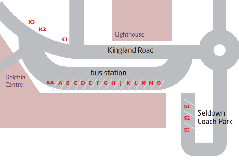 An image of a map of Poole Bus Station showing the stand changes from 31st May 2020
