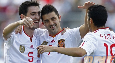 פדרו, וייה ובוסקטס חוגגים בוונצואלה (רויטרס)