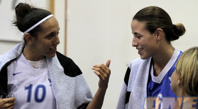 לייני סלווין ושי דורון במהלך האימון (יוסי ציפקיס)