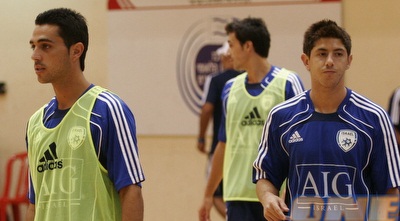 ערן זהבי ומאור מליקסון באימון נבחרת ישראל (רועי גלדסטון)