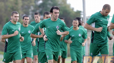 שחקני מכבי חיפה באימון לקראת בוראץ (יוסי ציפקיס)