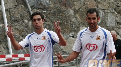 מורי ועזוז אחרי הניצחון הראשון של הקבוצה (דנה בהט)