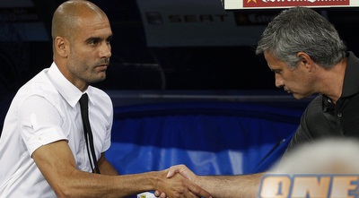 ז´וזה מוריניו ופפ גוארדיולה (רויטרס)