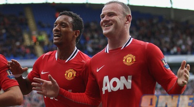 וויין רוני ונאני חוגגים. ההגמוניה של היונייטד (GettyImages)