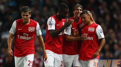 צ´מברליין חוגג בארסנל (GettyImages)