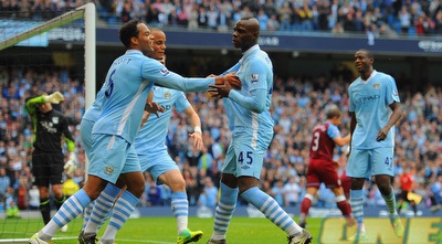 שחקני סיטי חוגגים לפני הדרבי. האם זה יימשך (GettyImages)
