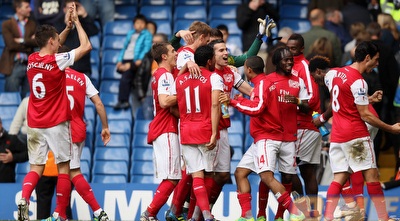 שחקני ארסנל חוגגים בסיום (GettyImages) שחקני ארסנל חוגגים בסיום (GettyImages)