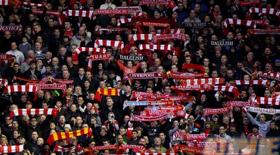 אוהדי ליברפול לפני תחילת המשחק (GettyImages) אוהדי ליברפול לפני תחילת המשחק (GettyImages)