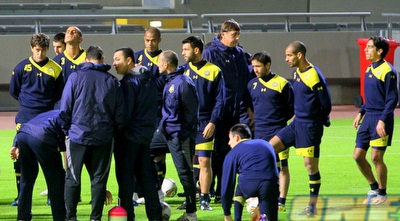 שחקני מכבי ת&qout;א באימון (יניב גונן)