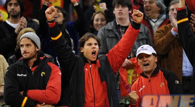 נדאל מעודד את פרר מהספסל (GettyImages)