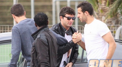 הזרים של מכבי חיפה מגיעים לאימון (משה חרמון)