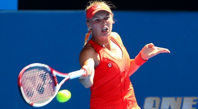 קרולין ווזניאקי מתאמצת מול הגאורגית (GettyImages)