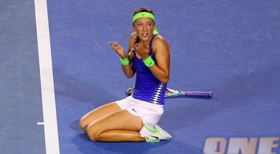 ויקטוריה אזרנקה לא מאמינה שניצחה (GettyImages)