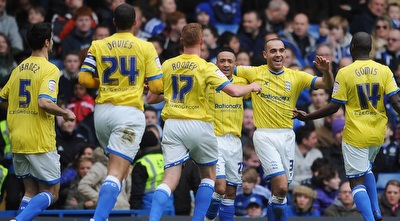 שחקני בירמינגהאם חוגגים את היתרון (GettyImages)