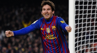 מסי חוגג רביעייה במשחקו ה-200 (GettyImages)