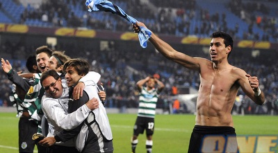 שחקני ספורטינג. יחגגו גם בתום המשחק הזה? (GettyImages)