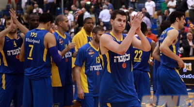 שחקני מכבי ת&qout;א חוגגים (יוסי ציפקיס)