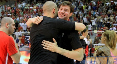 שחקני גלבוע/גליל חוגגים את הזכייה בבלקנית (יניב גונן)