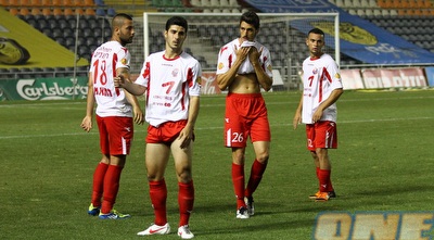 שחקני הפועל חיפה בסיום ה-0:0 (שי לוי) שחקני הפועל חיפה בסיום ה-0:0 (שי לוי)