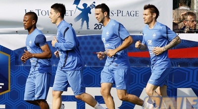 נאסרי, אברה, ראמי ודבושי באימון. הם יהיו ביורו (רויטרס)