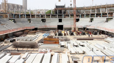 תהליך הבנייה של הארנה. דני קליין יעזוב כזה אולם? (משה חרמון)