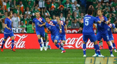 שחקני קרואטיה חוגגים את היתרון (GettyImages) שחקני קרואטיה חוגגים את היתרון (GettyImages)