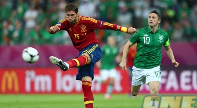 סרחיו ראמוס מרחיק לפני שקין מגיע (GettyImages)