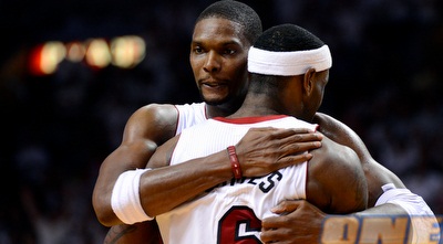 בוש ולברון חוגגים בסיום (GettyImages) בוש ולברון חוגגים בסיום (GettyImages)