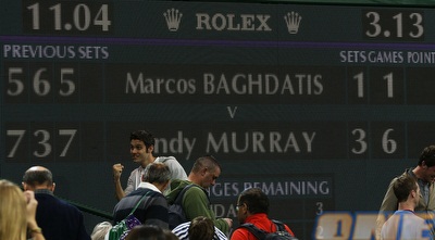 לוח התוצאות בסיום המשחק של מארי. שימו לב לשעון (GettyImages)