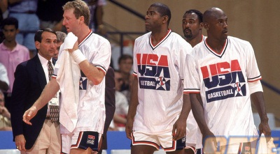 ג´ורדן עם בירד ומג´יק ב-1992. אין כמו הדרים טים (GettyImages)