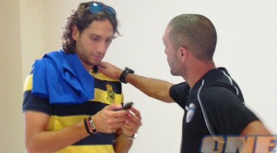 ברק בדש באימון. הגיע להיפרד