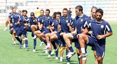 שחקני נתניה באימון (שי לוי)