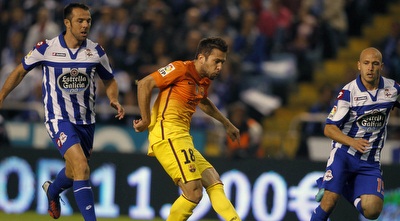 ג´ורדי אלבה כובש את השער הראשון (רויטרס)