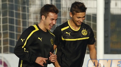 גצה ולייטנר מחויכים לפני ריאל (רויטרס)