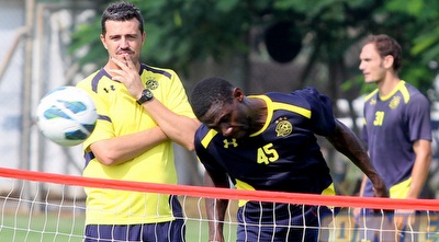 גארסיה וסטיב גורי באימון. (יניב גונן) גארסיה וסטיב גורי באימון. (יניב גונן)