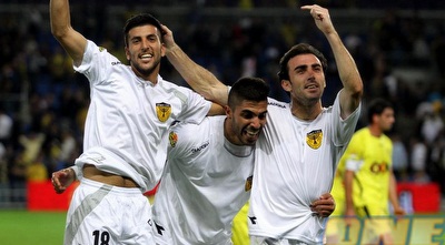 חדד, בראשי ומגרלשווילי חוגגים (יניב גונן)