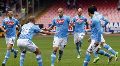 שחקני נאפולי חוגגים (רויטרס)