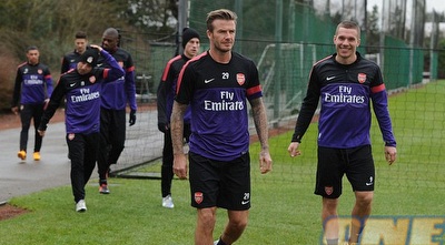 דייויד בקהאם באימון ארסנל, היום (ONE) דייויד בקהאם באימון ארסנל, היום (ONE)