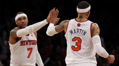 כרמלו אנתוני וקניון מרטין חוגגים (רויטרס)