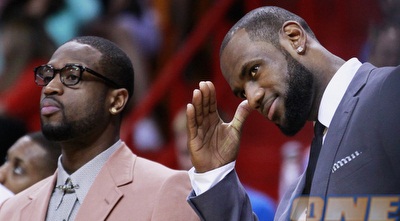 ווייד ולברון הגיעו לצפות בחגיגה של מלו (רויטרס)