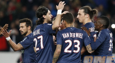 שחקני פאריס סן ז&acute;רמן חוגגים ניצחון נוסף (רויטרס)