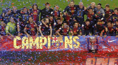 ברצלונה חוגגת אליפות (רויטרס)