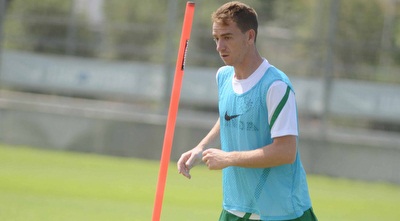 רובן ראיוס באימון הבכורה. התקבל בחום (ראובן כהן)