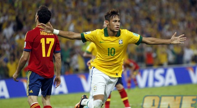 ניימאר חוגג את השער השני של ברזיל (רויטרס)