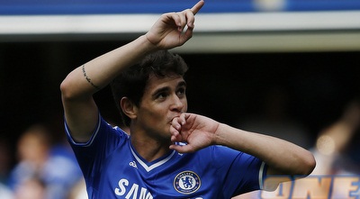 אוסקר חוגג את השער הראשון של צ´לסי העונה (רויטרס)