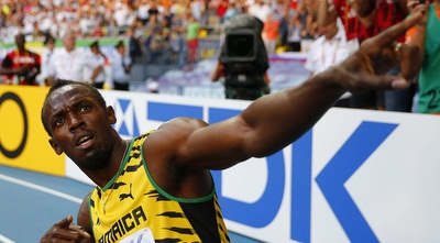 יוסיין בולט והסמל המסחרי (רויטרס)