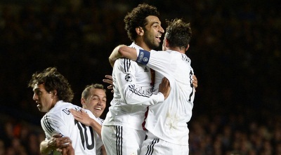 מוחמד סלאח חוגג עם מרקו שטרלר (רויטרס) מוחמד סלאח חוגג עם מרקו שטרלר (רויטרס)