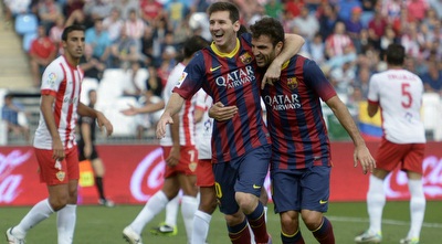 מסי חוגג לאחר השער (רויטרס)