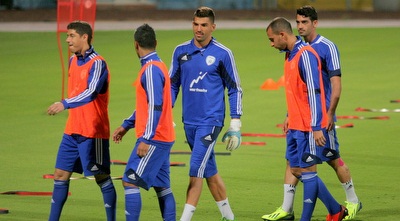 שחקני הנבחרת באימון (משה חרמון)