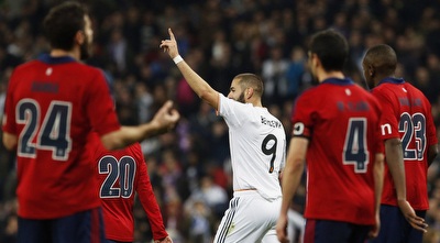 בנזמה חוגג את שער היתרון (רויטרס)